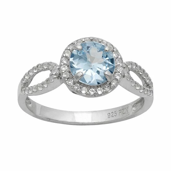 Designs By Gioelli Sterling Silver Lab-Created Aquamarine And Lab-Created White Sapphire Halo Ring 3 Designs By Gioelli Sterling Silver Lab-Created Aquamarine And Lab-Created White Sapphire Halo Ring