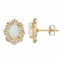 Designs By Gioelli 10k Gold Gemstone Oval Halo Stud Earrings Created Blue Sapphire -Designs by Gioelli Shop unnamed file 1368