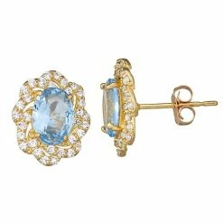 Designs By Gioelli 10k Gold Gemstone Oval Halo Stud Earrings Created Blue Sapphire -Designs by Gioelli Shop unnamed file 1369