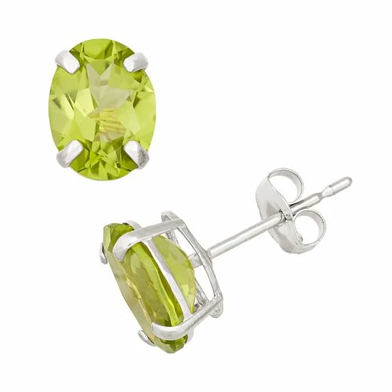 Designs By Gioelli Peridot 10k White Gold Oval Stud Earrings 3 Designs By Gioelli Peridot 10k White Gold Oval Stud Earrings