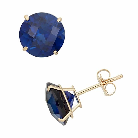 Designs By Gioelli Lab-Created Sapphire 10k Gold Stud Earrings 3 Designs By Gioelli Lab-Created Sapphire 10k Gold Stud Earrings