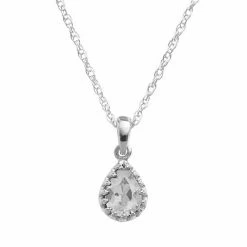 Designs By Gioelli Sterling Silver Lab-Created White Sapphire Teardrop Pendant