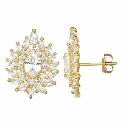 Designs By Gioelli 10k Gold Gemstone Oval Fireburst Stud Earrings Created White Sapphire -Designs by Gioelli Shop unnamed file 1402