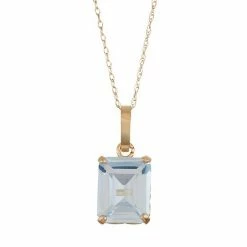 Designs By Gioelli 10k Gold Lab-Created Aquamarine Rectangle Pendant Necklace
