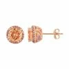 Designs By Gioelli 14k Rose Gold Over Silver Peach Quartz & Amethyst Halo Stud Earrings