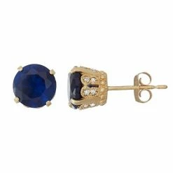 Designs By Gioelli 10k Gold Lab-Created Sapphire & Diamond Stud Earrings