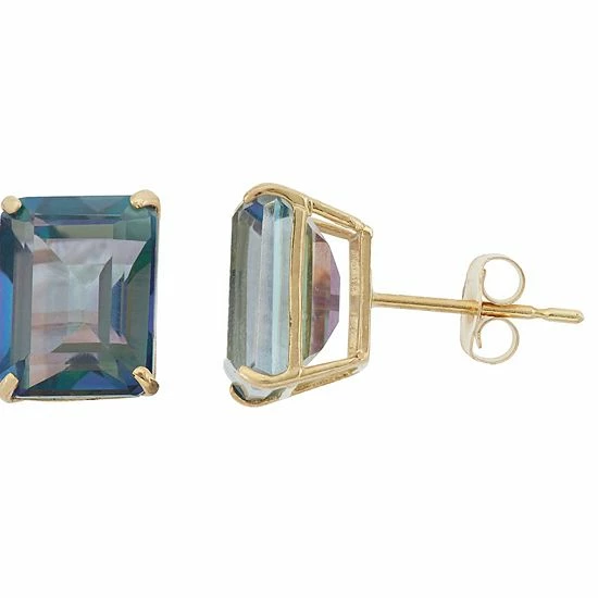 Designs By Gioelli 10k Gold Mystic Topaz Emerald Cut Solitaire Stud Earrings 3 Designs By Gioelli 10k Gold Mystic Topaz Emerald Cut Solitaire Stud Earrings