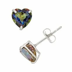 Designs By Gioelli Mystic Topaz 10k White Gold Heart Stud Earrings
