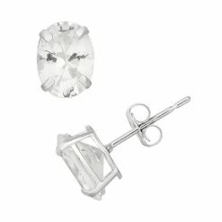 Designs By Gioelli Lab-Created White Sapphire 10k White Gold Oval Stud Earrings