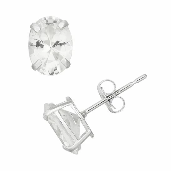 Designs By Gioelli Lab-Created White Sapphire 10k White Gold Oval Stud Earrings 3 Designs By Gioelli Lab-Created White Sapphire 10k White Gold Oval Stud Earrings