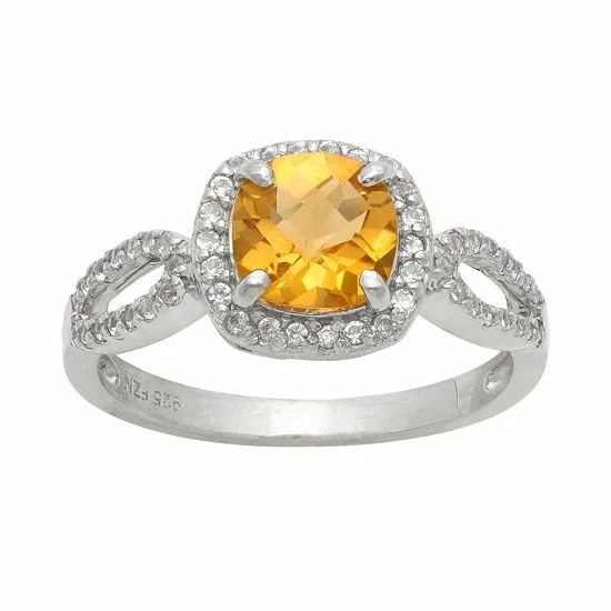 Designs By Gioelli Sterling Silver Citrine And Lab-Created White Sapphire Halo Ring 3 Designs By Gioelli Sterling Silver Citrine And Lab-Created White Sapphire Halo Ring