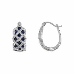 Designs By Gioelli Sterling Silver Lab-Created Sapphire Hoop Earrings