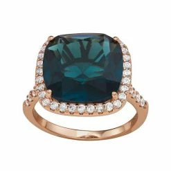 Designs By Gioelli 14k Rose Gold Over Silver Simulated Gemstone Ring London Blue Topaz