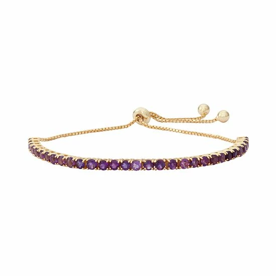 Designs By Gioelli 14k Gold Over Silver Amethyst Lariat Bracelet 3 Designs By Gioelli 14k Gold Over Silver Amethyst Lariat Bracelet