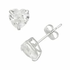 Designs By Gioelli Lab-Created White Sapphire 10k White Gold Heart Stud Earrings