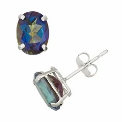 Designs By Gioelli Mystic Topaz 10k White Gold Oval Stud Earrings