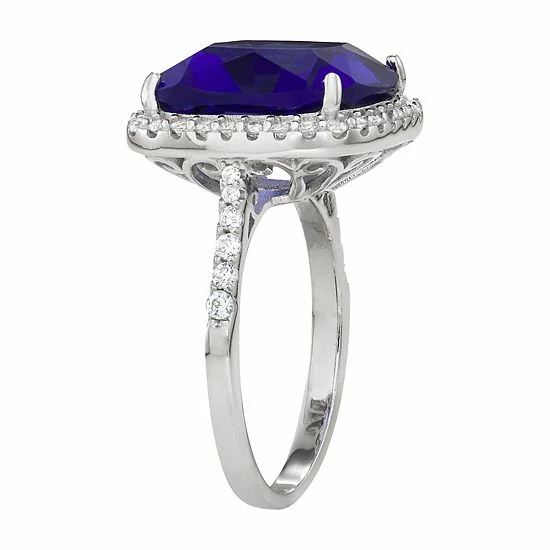 Designs By Gioelli Sterling Silver Simulated Sapphire Square Halo Ring 4 Designs By Gioelli Sterling Silver Simulated Sapphire Square Halo Ring - Image 2