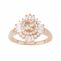 Designs By Gioelli 14k Rose Gold Over Silver Simulated Morganite & Cubic Zirconia Halo Ring