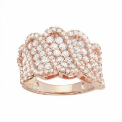 Designs By Gioelli 14k Rose Gold Over Silver Cubic Zirconia Wave Ring