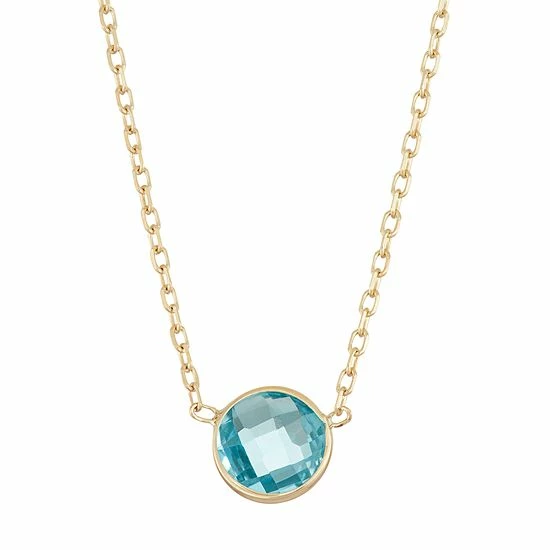 Designs By Gioelli 10k Gold Swiss Blue Topaz Circle Pendant Necklace 3 Designs By Gioelli 10k Gold Swiss Blue Topaz Circle Pendant Necklace
