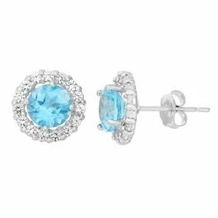 Designs By Gioelli Lab-Created Blue Topaz & White Topaz 10k White Gold Halo Stud Earrings