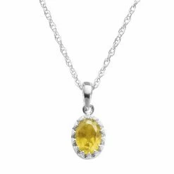 Designs By Gioelli Sterling Silver Citrine Oval Pendant