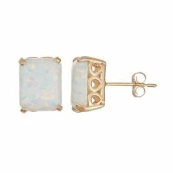 Designs By Gioelli 10k Gold Lab-Created Opal Rectangle Stud Earrings
