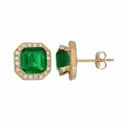 Designs By Gioelli 10k Gold Simulated Emerald & Lab-Created White Sapphire Octagon Stud Earrings