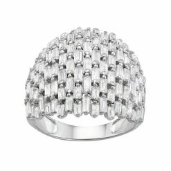 Designs By Gioelli Sterling Silver Cubic Zirconia Baguette Dome Ring
