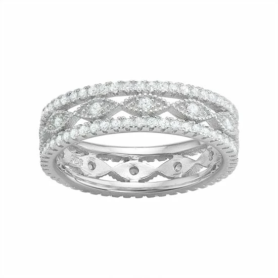 Designs By Gioelli Sterling Silver Cubic Zirconia Eternity Ring 3 Designs By Gioelli Sterling Silver Cubic Zirconia Eternity Ring