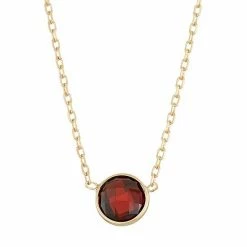 Designs By Gioelli 10k Gold Garnet Circle Pendant Necklace