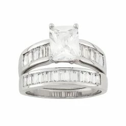 Designs By Gioelli Sterling Silver Cubic Zirconia Engagement Ring Set