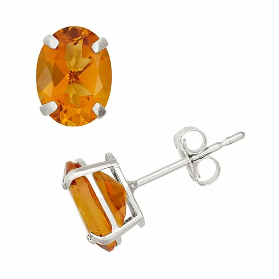 Designs By Gioelli Citrine 10k White Gold Oval Stud Earrings 3 Designs By Gioelli Citrine 10k White Gold Oval Stud Earrings