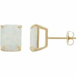 Designs By Gioelli 10k Gold Lab-Created Opal Emerald Cut Solitaire Stud Earrings