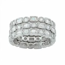 Designs By Gioelli Sterling Silver Cubic Zirconia Stackable Eternity Ring Set