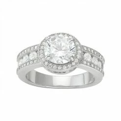Designs By Gioelli Sterling Silver Cubic Zirconia Halo Ring