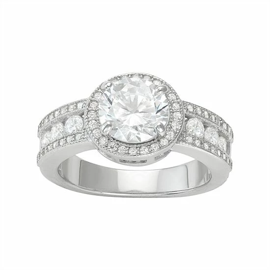 Designs By Gioelli Sterling Silver Cubic Zirconia Halo Ring 3 Designs By Gioelli Sterling Silver Cubic Zirconia Halo Ring