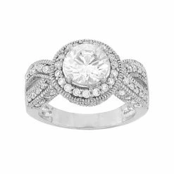 Designs By Gioelli Sterling Silver Cubic Zirconia Halo Ring