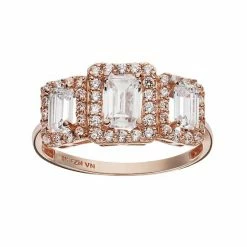 Designs By Gioelli Cubic Zirconia 10k Rose Gold Tiered Rectangle Ring