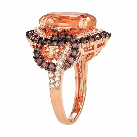 Designs By Gioelli 14k Rose Gold Plated Silver Simulated Morganite & Mocha Cubic Zirconia Ring 4 Designs By Gioelli 14k Rose Gold Plated Silver Simulated Morganite & Mocha Cubic Zirconia Ring - Image 2