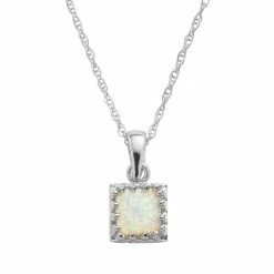 Designs By Gioelli Sterling Silver Lab-Created Opal Square Pendant
