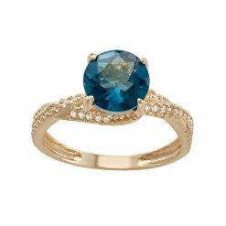 Designs By Gioelli 10k Gold London Blue Topaz & Lab-Created White Sapphire Crisscross Ring