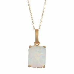 Designs By Gioelli 10k Gold Lab-Created Opal Rectangle Pendant Necklace
