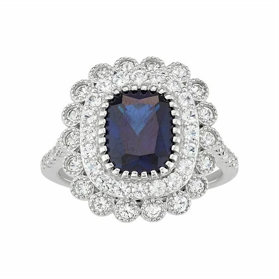 Designs by Gioelli Sterling Silver Lab-Created Blue & White Sapphire Halo Ring Designs By Gioelli Sterling Silver Lab-Created Blue & White Sapphire Halo Ring -Designs by Gioelli Shop unnamed file 1631