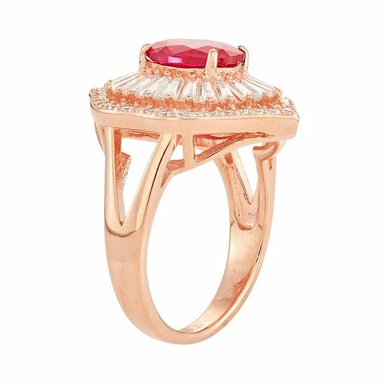 Designs by Gioelli 14k Rose Gold Over Silver Lab-Created Ruby & White Sapphire Baguette Halo Ring Designs By Gioelli 14k Rose Gold Over Silver Lab-Created Ruby & White Sapphire Baguette Halo Ring -Designs by Gioelli Shop unnamed file 1634
