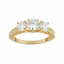 Designs By Gioelli Cubic Zirconia 3-Stone Engagement Ring In 10k Gold