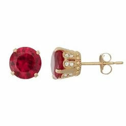 Designs By Gioelli 10k Gold Lab-Created Ruby & Diamond Stud Earrings