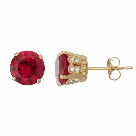 Designs By Gioelli 10k Gold Lab-Created Ruby & Diamond Stud Earrings 3 Designs By Gioelli 10k Gold Lab-Created Ruby & Diamond Stud Earrings
