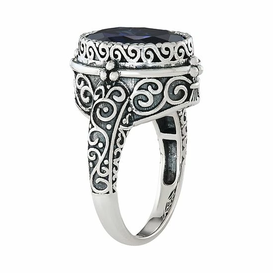 Designs by Gioelli Sterling Silver Simulated Sapphire Oval & Filigree Ring Designs By Gioelli Sterling Silver Simulated Sapphire Oval & Filigree Ring -Designs by Gioelli Shop unnamed file 1657