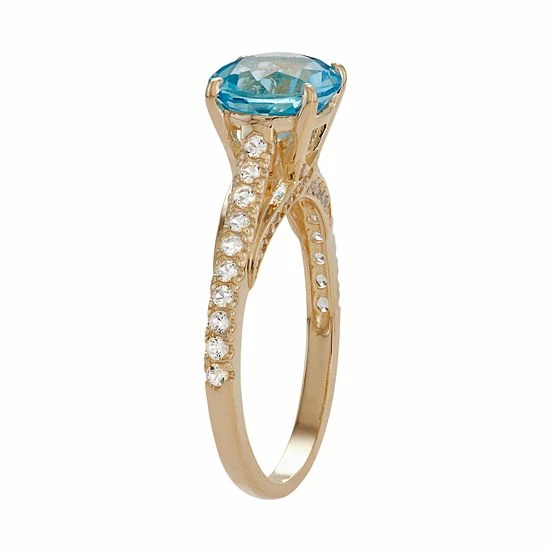 Designs By Gioelli 10k Gold Swiss Blue Topaz & Lab-Created White Sapphire Ring 4 Designs By Gioelli 10k Gold Swiss Blue Topaz & Lab-Created White Sapphire Ring - Image 2